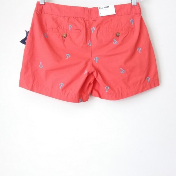 Old Navy Coral 5" Shorts with Blue Anchor Detail 2 - Picture 6 of 9